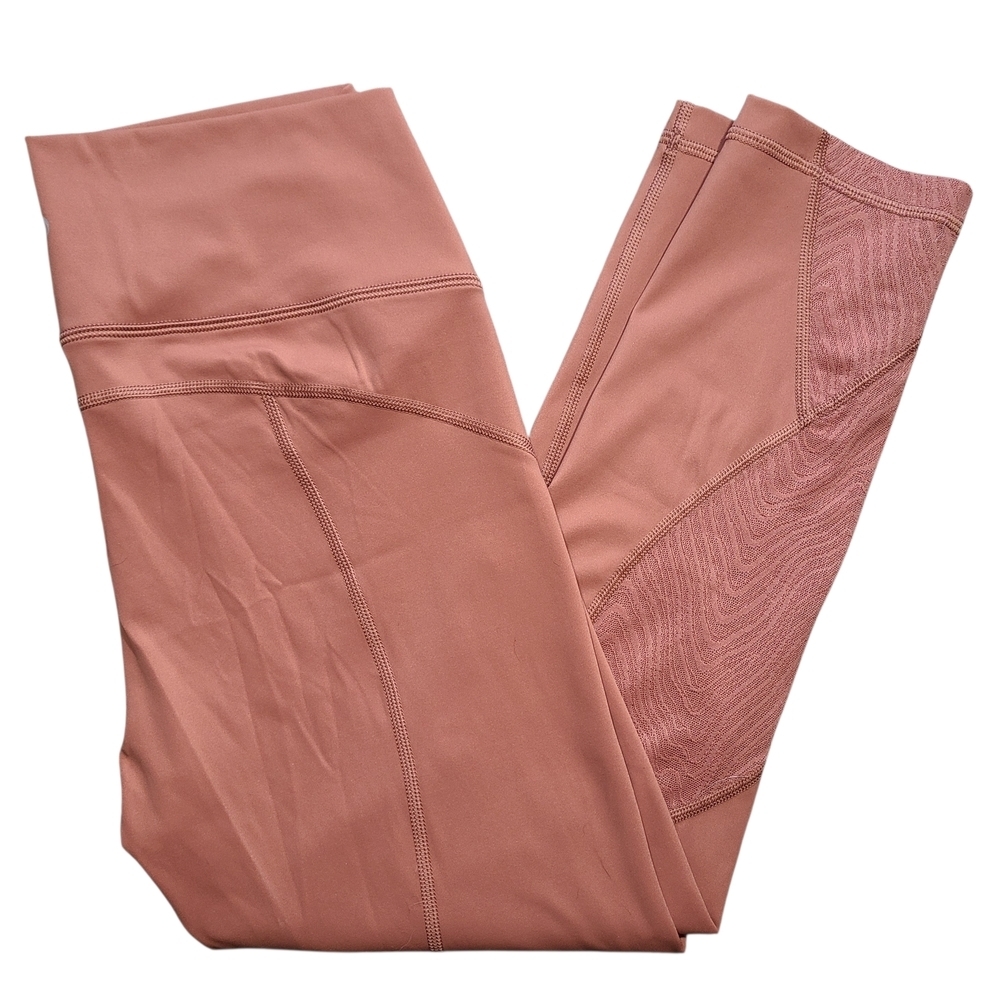 CRZ Yoga High Rise Leggings Terracotta Rose Lace Print L 12